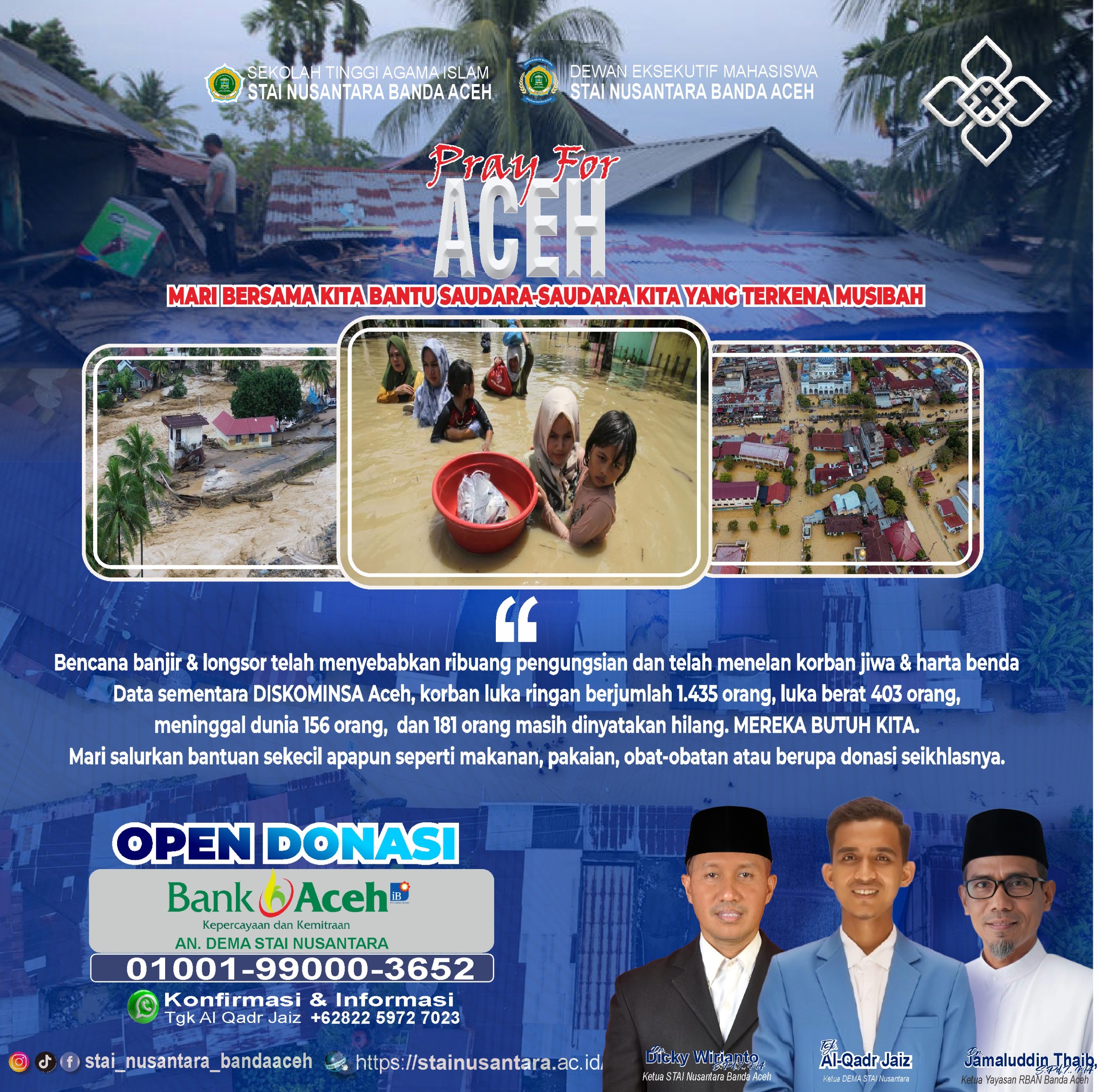 Dewan Eksekutif Mahasiswa Aceh STAI Nusantara Ajak Masyarakat Berdonasi.